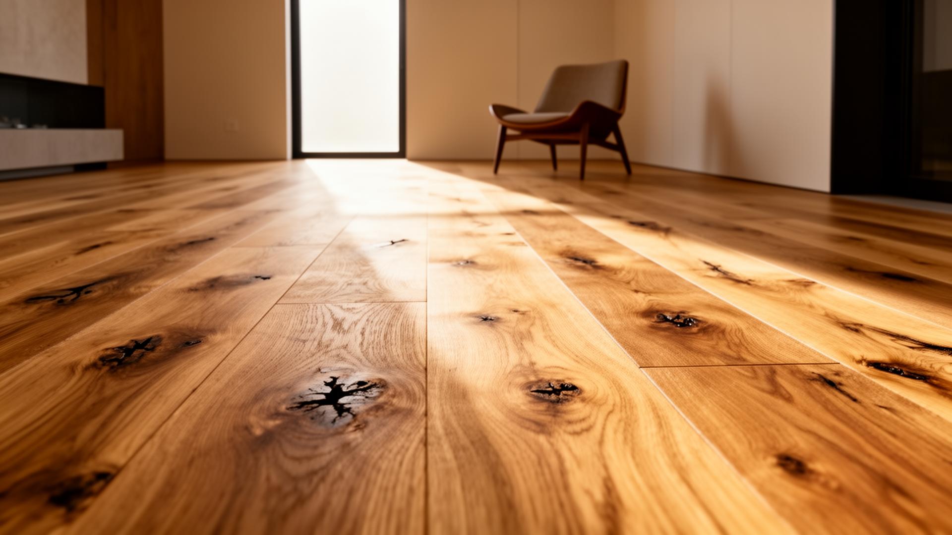 Premium European Oak engineered timber flooring showcasing natural grain, knots and rich colour variation
